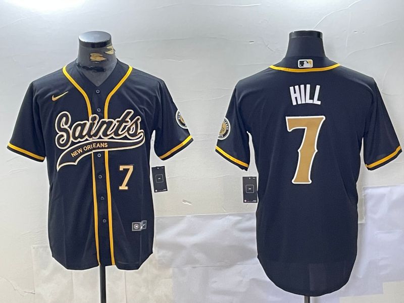 Men New Orleans Saints #7 Hill Black Joint Name 2024 Nike Limited NFL Jersey style 2->indianapolis colts->NFL Jersey